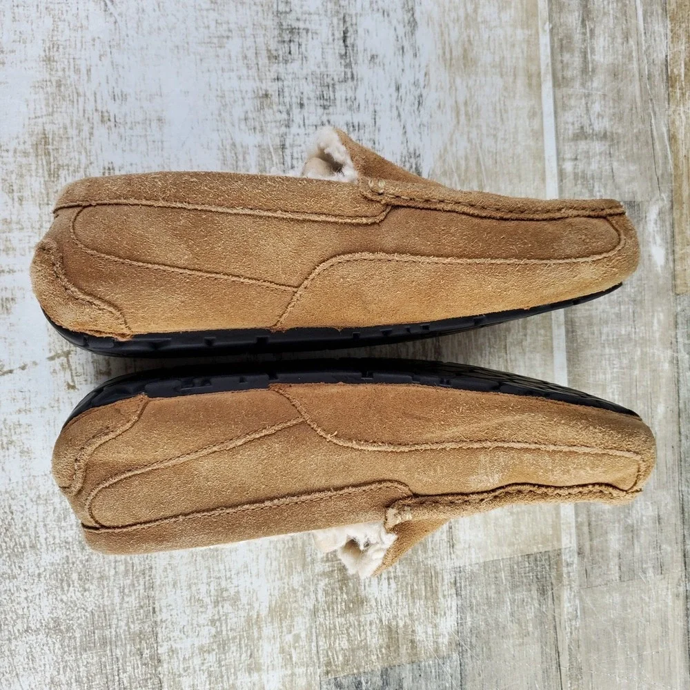 UGG Ascot Mens Slipper Loafers Sz 9 3E‎ Chestnut Suede Comfort Slip On Round Toe